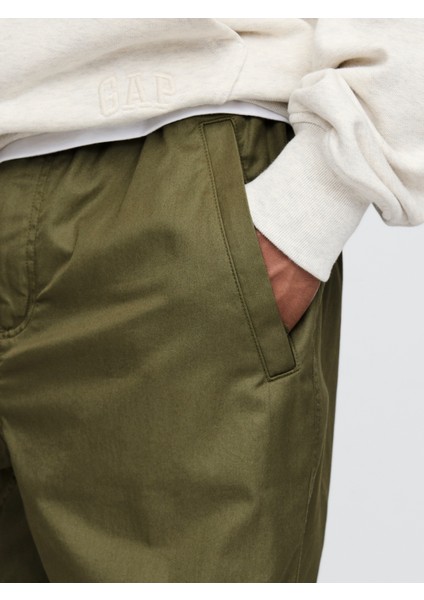 Erkek Yeşil Twill Paraşüt Baggy Pantolon