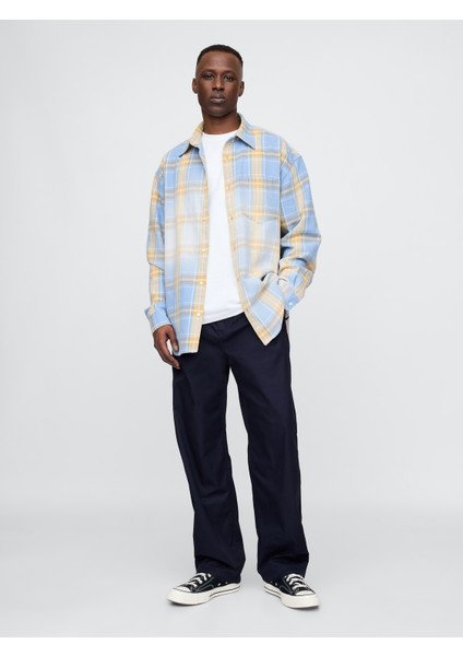 Erkek Lacivert Twill Paraşüt Baggy Pantolon