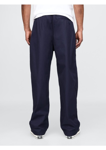 Erkek Lacivert Twill Paraşüt Baggy Pantolon
