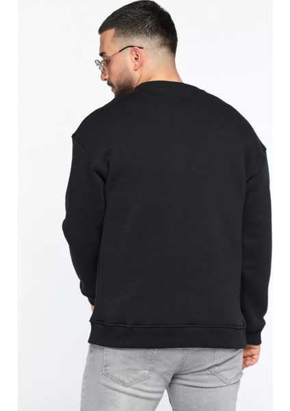 Erkek Bisiklet Yaka Oversize Şardonlu Üç Iplik Sweatshirt modelleri