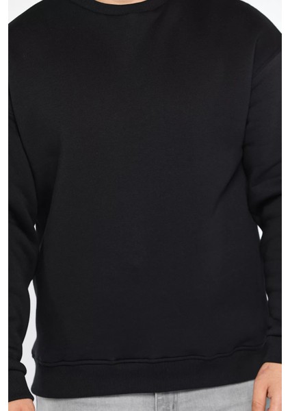 Erkek Bisiklet Yaka Oversize Şardonlu Üç Iplik Sweatshirt fırsatları
