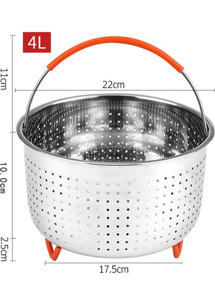 6l Tarzı 1.l Instant Cooker Için Silikon Kaplı Kolu Olan Mat Olmadan 304 Paslanmaz Çelik Buhar Sepeti Tencere Aksesuarları (Yurt Dışından)
