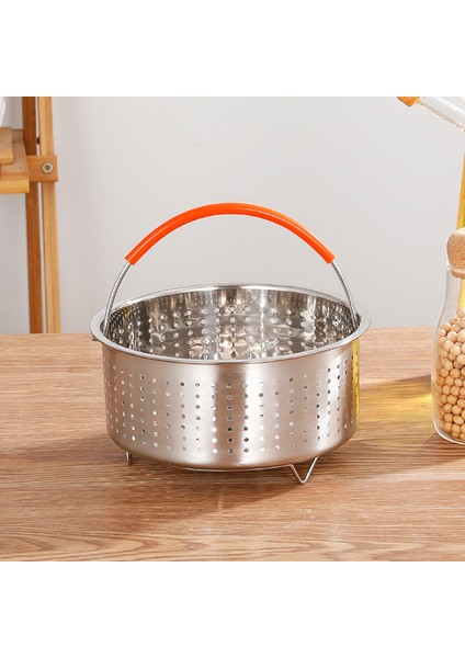 6l Tarzı 1.l Instant Cooker Için Silikon Kaplı Kolu Olan Mat Olmadan 304 Paslanmaz Çelik Buhar Sepeti Tencere Aksesuarları (Yurt Dışından)