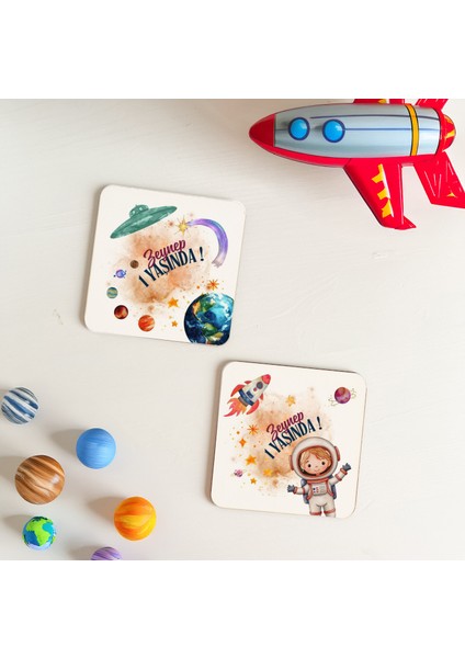 50 Adet Uzay Temalı Kişiye Özel Ahşap Bardak Altlığı Doğum Günü Hediyeliği 10X10 Cm) fırsatları