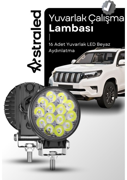 72W 12-24 Volt Yuvarlak Spot Far Oto Çalışma Lambası Atv Kamyon Tır Traktör Offroad