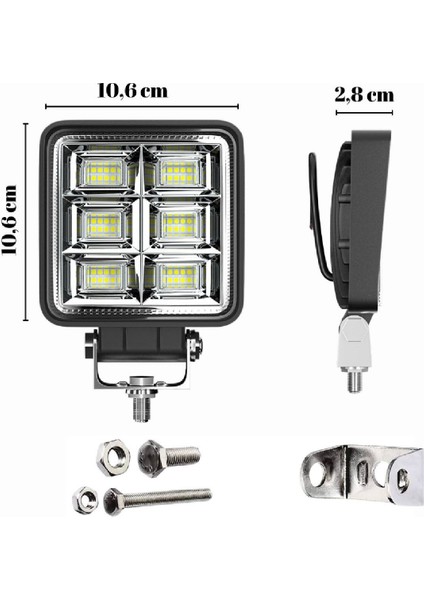 192W 12-24 Volt Kare Spot Far Oto Çalışma Lambası Atv Kamyon Tır Traktör Offroad modelleri