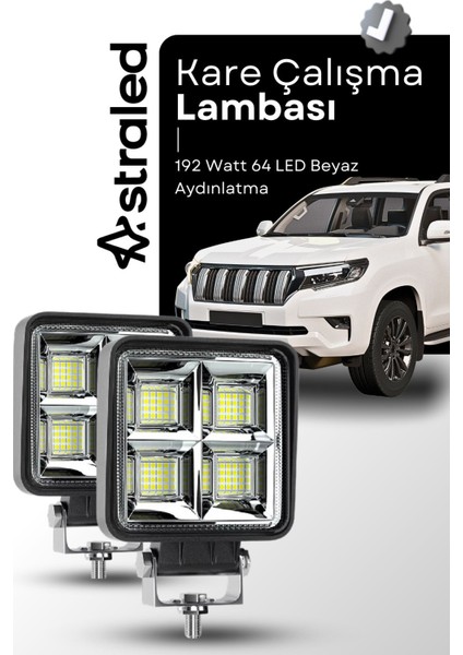 2ADET 144W 12-24 Volt Kare Spot Far Oto Çalışma Lambası Atv Kamyon Tır Traktör Offroad