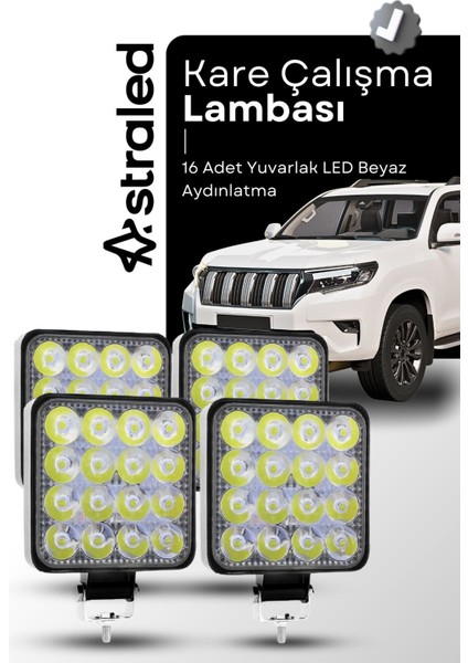 12-24V 16 LED 4 Adet Offroad Atv Kamyon Tır Traktör Iş Makinesi