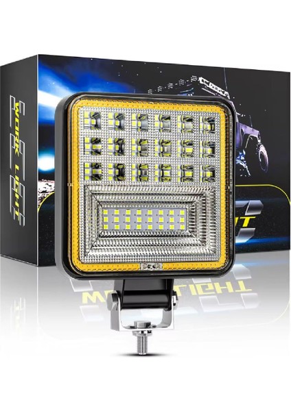 126W 12-24 Volt Kare Sis Farı Drl Sarı Oto Çalışma Lambası Atv Kamyon Tır Traktör Offroad fiyatları