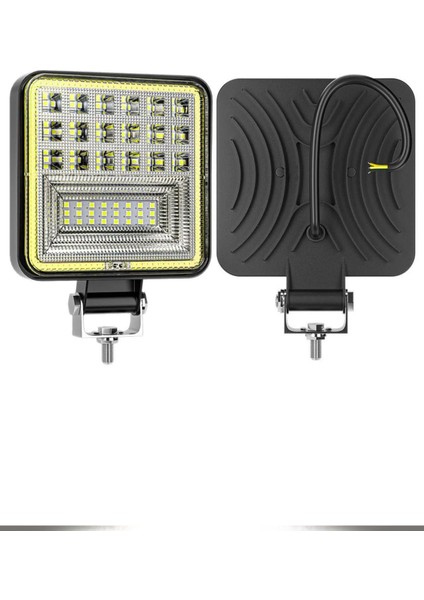 126W 12-24 Volt Kare Sis Farı Drl Sarı Oto Çalışma Lambası Atv Kamyon Tır Traktör Offroad modelleri