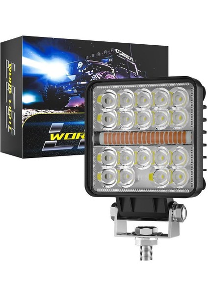 120W 12-24 Volt Kare Sis Farı Drl Turuncu Oto Çalışma Lambası Atv Kamyon Tır Traktör Offroad fiyatları
