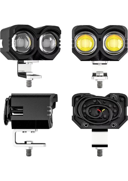 2 Adet Çift Renk Sarı Beyaz 60 Watt Motosiklet Atv Off Road LED Lamba Uyumlu
