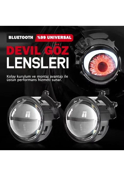 Otomobil Motosiklet Far Lensi Animasyonlu Göz Hareketli Wifi 3 Inch Ambiyans Aydınlatma 2 Adet fiyatları