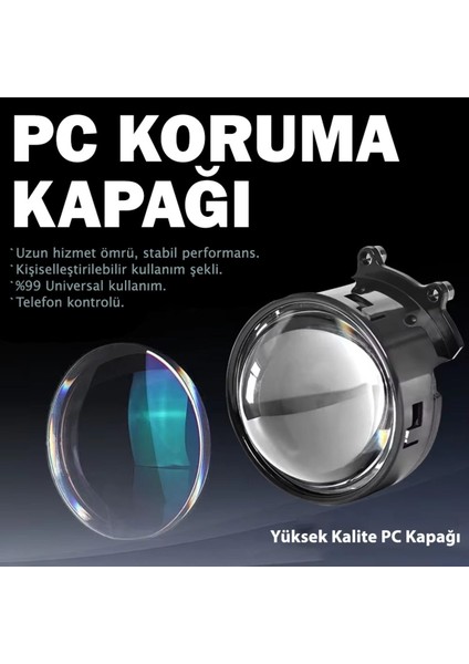 Otomobil Motosiklet Far Lensi Animasyonlu Göz Hareketli Wifi 3 Inch Ambiyans Aydınlatma 2 Adet modelleri