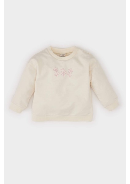 Kız Bebek Bisiklet Yaka Baskılı Sweatshirt D8548A525SP
