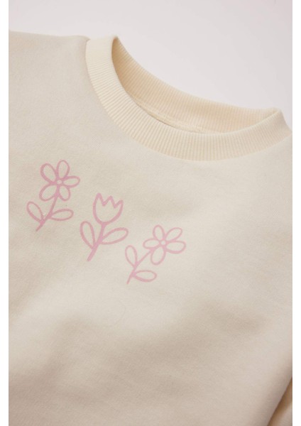 Kız Bebek Bisiklet Yaka Baskılı Sweatshirt D8548A525SP
