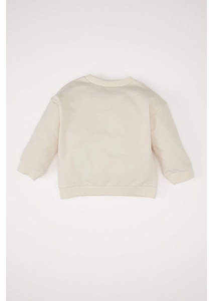 Kız Bebek Bisiklet Yaka Baskılı Sweatshirt D8548A525SP
