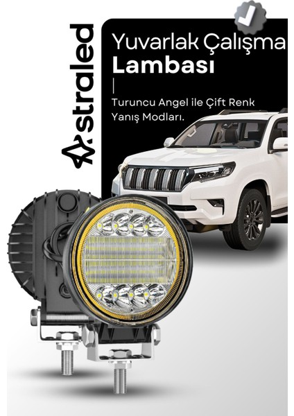 72W 12-24 Volt Yuvarlak Angel Spot Far Oto Çalışma Lambası Atv Kamyon Tır Traktör Offroad