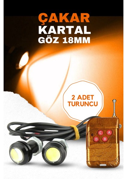 Kumandalı Modlu Turuncu Ayna Altı Kartal Göz 2'li LED - Atv Motosiklet Minibüs
