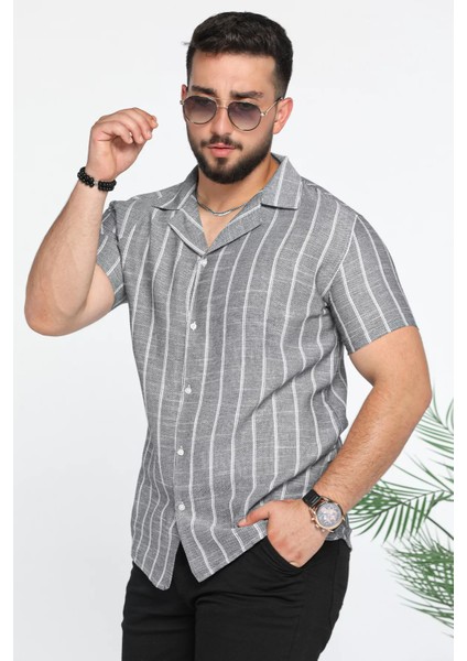 Slim Fit Çizgili Keten Gömlek fiyatları