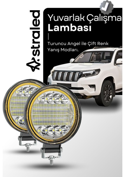 2 Adet 72W 12-24 Volt Yuvarlak Angel Spot Far Oto Çalışma Lambası Atv Kamyon Tır Traktör Offroad