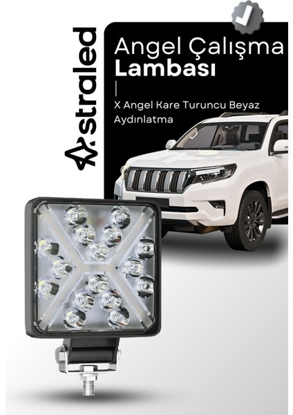 x Angel 180W 12-24 Volt Kare Spot Far Oto Çalışma Lambası Atv Kamyon Tır Traktör Offroad