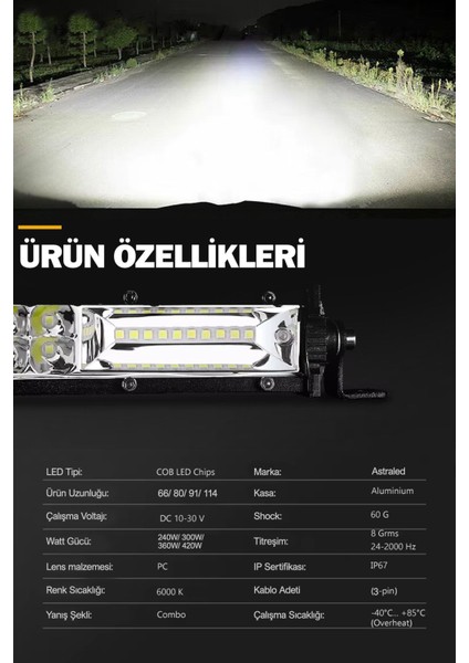 360WATT Çift Renk Sarı Beyaz 95 cm 2 Sıra Offroad LED Bar Atv Uyumlu indirimleri