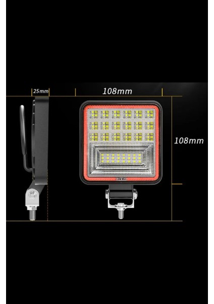 Off Road 12-24 Volt Kare Sis Farı Drl Kırmızı 4 Inç 126 W Oto Çalışma Lambası indirimleri