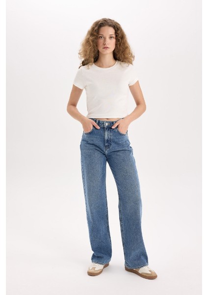 90's Wide Leg Yüksek Bel Geniş Paça Uzun Jean Pantolon D7961AX25SP