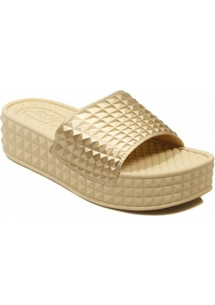 Scream Altın Rengi Dolgu Topuklu Terlik Kadın Ayakkabı