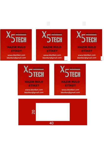 X5 Tech Kutulu Hazır Etiket 20X40 375 Adet 5 Kutu