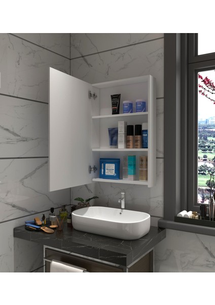 Tek Kapaklı Aynalı Banyo Dolabı