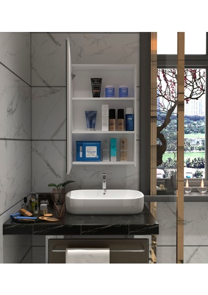 Tek Kapaklı Aynalı Banyo Dolabı