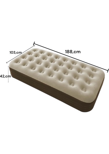 Tek Kişilik Yüksek Şişme Yatak Kamp Seyahat Ev Piknik Şişme Yatak Yerden Yüksek 42CM