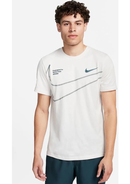 Training Dri Fit Men's Tee Erkek Koşu Antrenman Tişörtü Krem
