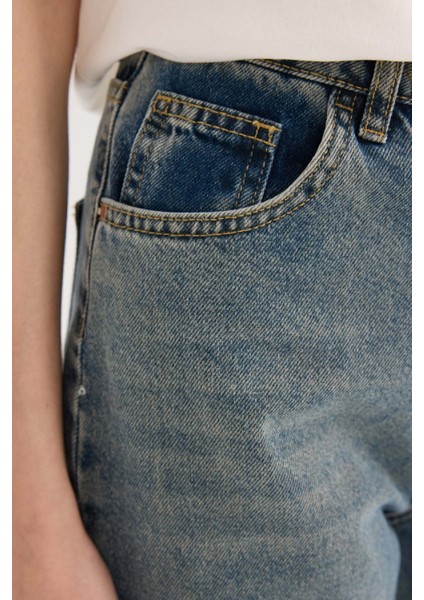 90's Wide Leg Yüksek Bel Uzun Jean Yıkamalı Pantolon D6617AX25SP