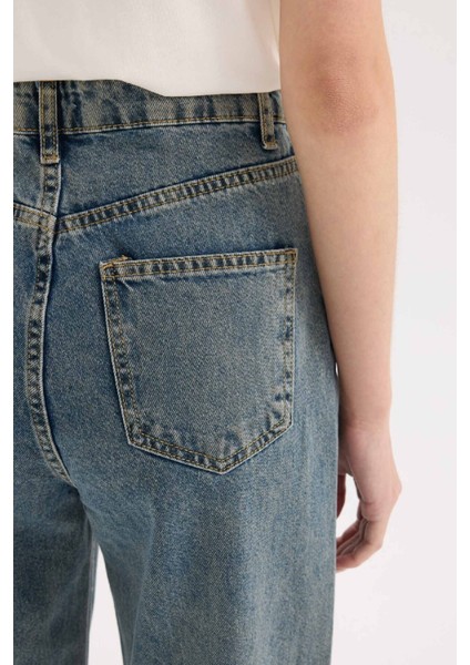 90's Wide Leg Yüksek Bel Uzun Jean Yıkamalı Pantolon D6617AX25SP