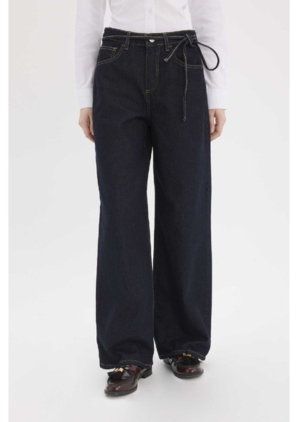 Wide Leg Geniş Paça Bağcıklı Uzun Jean Pantolon E5707AX25SP