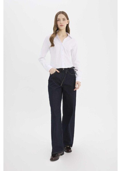 Wide Leg Geniş Paça Bağcıklı Uzun Jean Pantolon E5707AX25SP