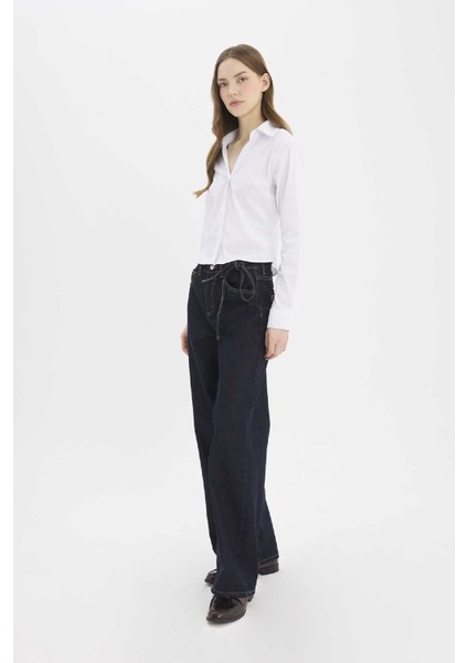 Wide Leg Geniş Paça Bağcıklı Uzun Jean Pantolon E5707AX25SP