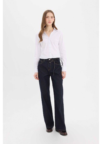Wide Leg Geniş Paça Bağcıklı Uzun Jean Pantolon E5707AX25SP