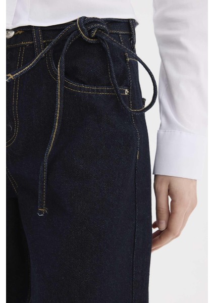 Wide Leg Geniş Paça Bağcıklı Uzun Jean Pantolon E5707AX25SP