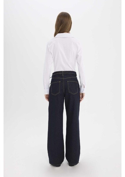 Wide Leg Geniş Paça Bağcıklı Uzun Jean Pantolon E5707AX25SP