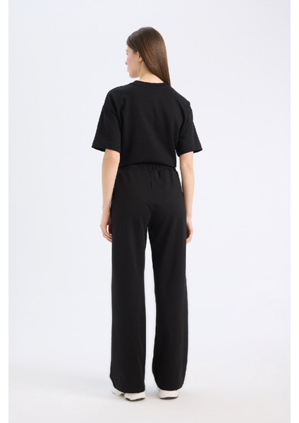 Wide Leg Geniş Paça Eşofman Altı Beli Lastikli Cepli Basic Düz D3759AX25SP