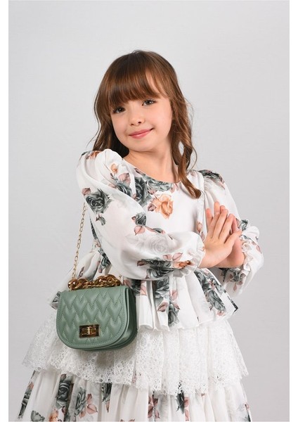 Çiçekli ve Çantalı Kat Kat Uzun Kız Çocuk Elbisesi ,kemerli Kız Çocuk Elbise, Doğum Günü Elbisesi modelleri