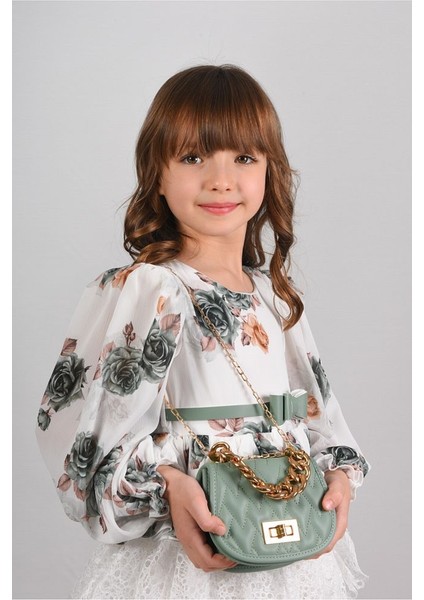 Çiçekli ve Çantalı Kat Kat Uzun Kız Çocuk Elbisesi ,kemerli Kız Çocuk Elbise, Doğum Günü Elbisesi fırsatları