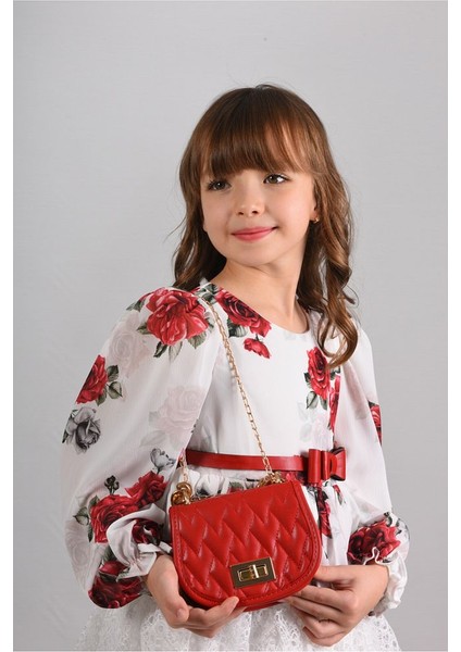 Çiçekli ve Çantalı Kat Kat Uzun Kız Çocuk Elbisesi ,kemerli Kız Çocuk Elbise, Doğum Günü Elbisesi indirimleri