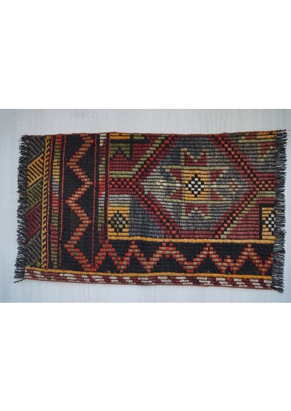 91 x 151 cm El Dokuma Renkli Küçük Boy Halısı, Antika El Dokuma Halı, Renkli Küçük Alan Halısı