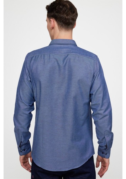 Slim Fit Spor Mavi Erkek Gömlek fırsatları