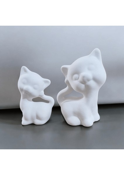 Çini Dekoratif Kedi Biskuvi 2'li